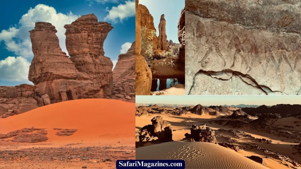 Tassili n'Ajjer National Park, Algeria, rock formations, ancient cave paintings, Sahara