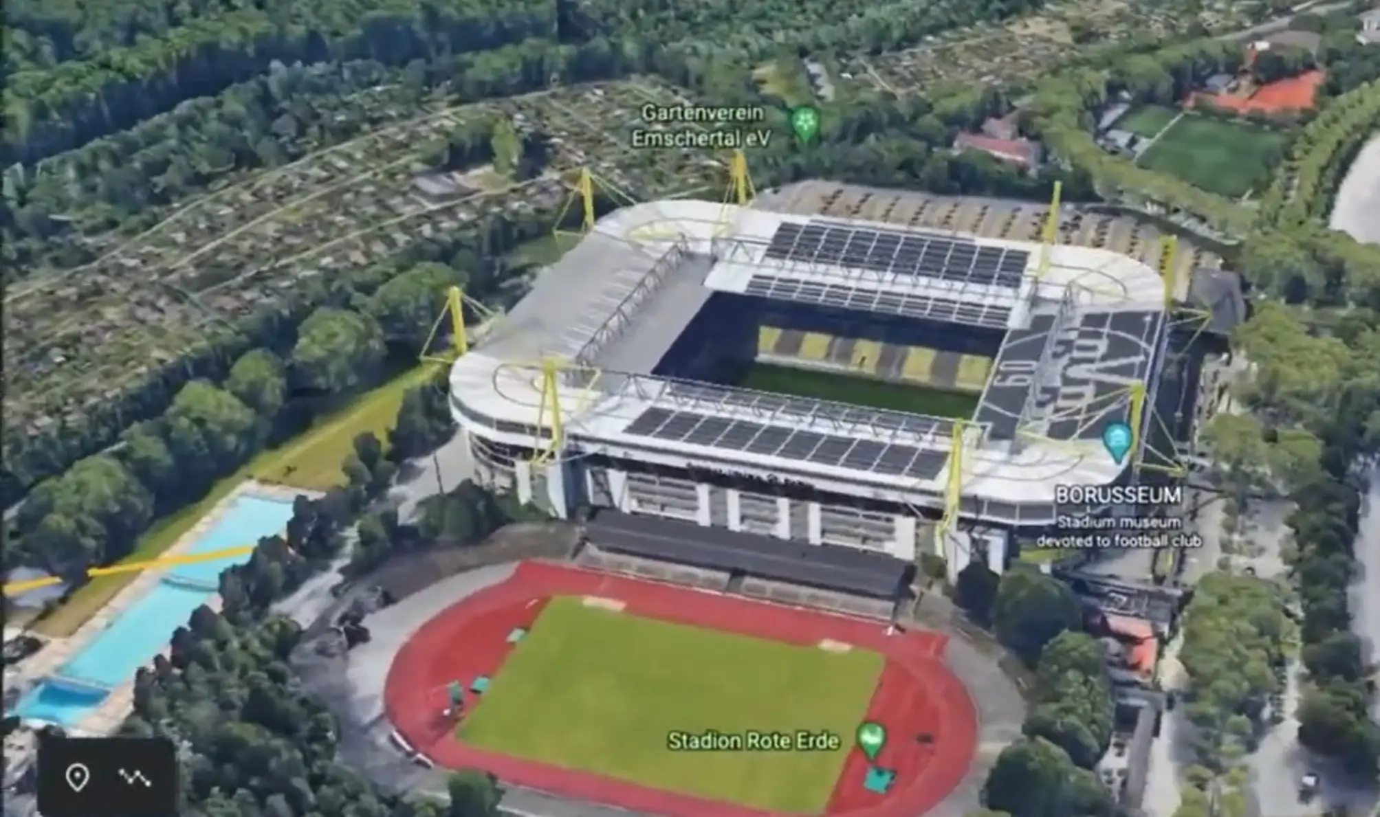 Signal Iduna Park - Germany Google Earth view one of the biggest stadiums in Europe 