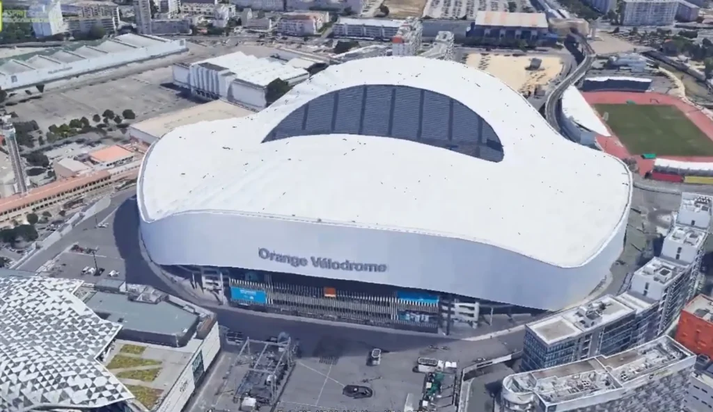 Velodrome Stadium - France _ orange shape goole view Top 20 Largest Soccer Stadiums in Europe You Need to Visit!