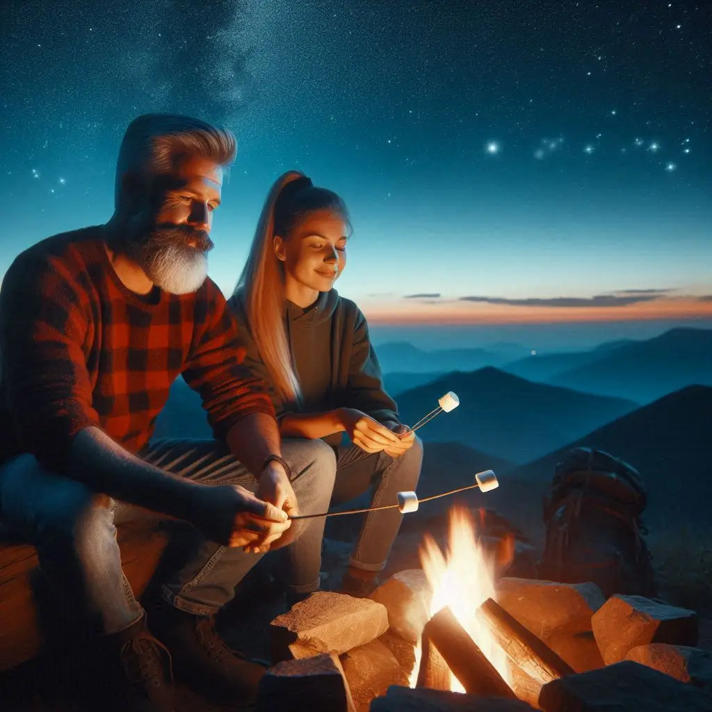 A campfire while spending Vacation on a Mountain